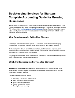 Bookkeeping Services for Startups Complete Accounting Guide for Growing Businesses