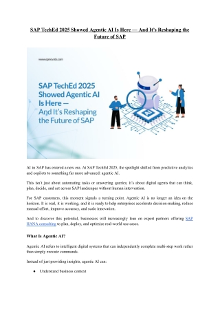of SAP TechEd 2025 Showed Agentic AI Is Here — And It’s Reshaping the Future of SAP