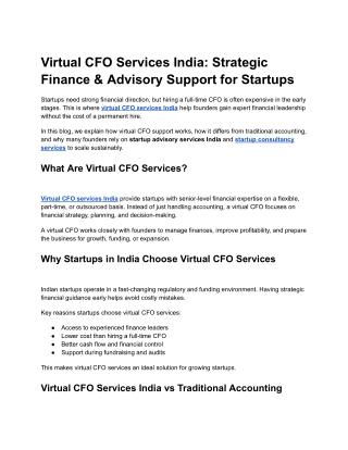 Virtual CFO Services India Strategic Finance & Advisory Support for Startups