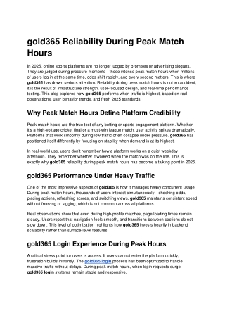 gold365 Reliability During Peak Match Hours