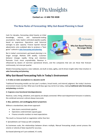 The New Rules of Forecasting Why Gut-Based Planning Is Dead