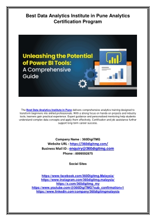 Best Data Analytics Institute in Pune Analytics Certification Program