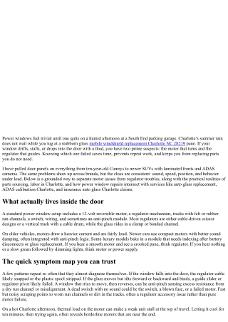 Power Window Repair Charlotte: Diagnosing Motor vs Regulator Issues