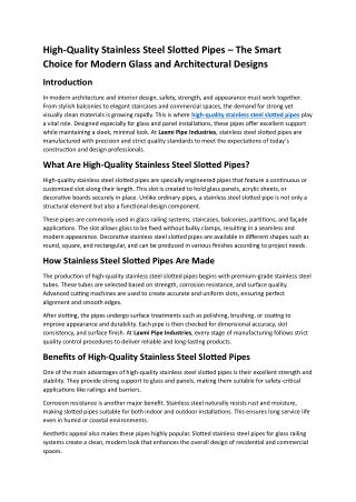 High-Quality Stainless Steel Slotted