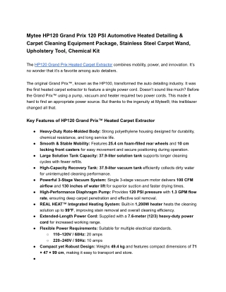 Mytee HP120 Grand Prix 120 PSI Automotive Heated Detailing