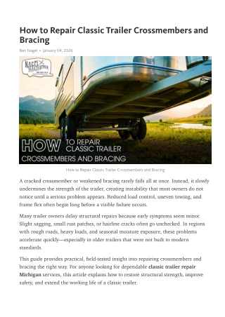 Classic Camper Crossmember Repair Steps for Michigan RV Owners