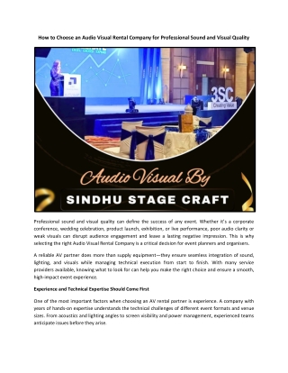 How to Choose an Audio Visual Rental Company for Professional Sound and Visual Quality