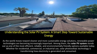 Understanding the Solar PV System: A Smart Step Toward Sustainable Energy