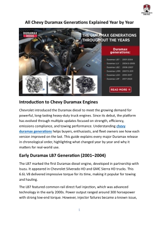 All Chevy Duramax Generations Explained Year by Year
