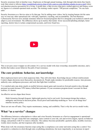 Security Awareness as a Service: Business Cybersecurity Services that Stick