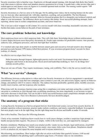 Security Awareness as a Service: Business Cybersecurity Services that Stick