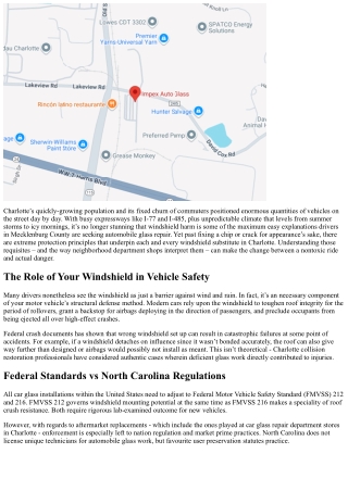 Windshield Replacement Safety Standards in Charlotte, NC