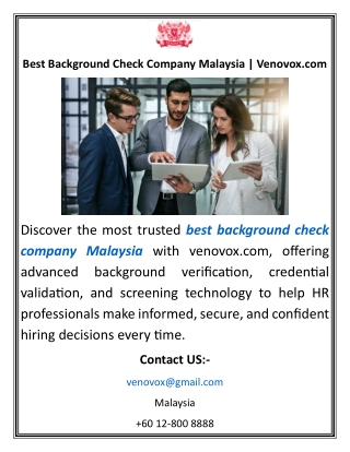 Best Background Check Company Malaysia Venovox