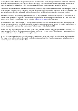 Ground Support: Understanding the Importance of Military Footgear