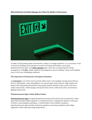 Why Exit Boards and Safety Signages Are Critical for Modern Infrastructure