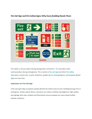 Fire Exit Sign and Fire Safety Signs: Why Every Building Needs Them