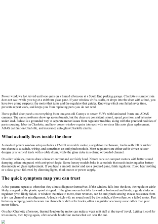 Power Window Repair Charlotte: Diagnosing Motor vs Regulator Issues
