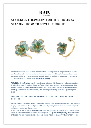 Statement Jewelry for the Holiday Season: How to Style It Right