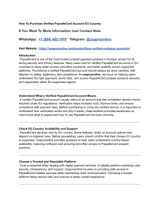 How To Purchase Verified PaysafeCard Account EU Country