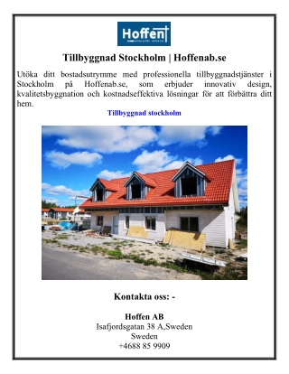 Tillbyggnad Stockholm  Hoffenab.se