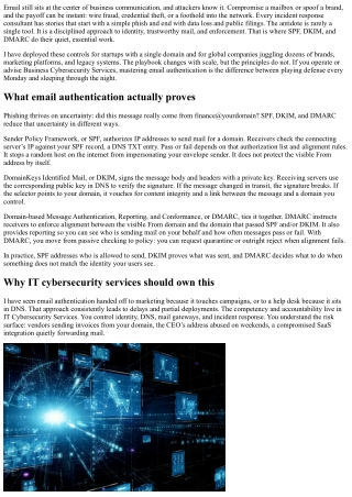 Email Authentication Mastery: IT Cybersecurity Services with SPF, DKIM, DMARC