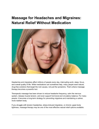 Massage for Headaches and Migraines_ Natural Relief Without Medication