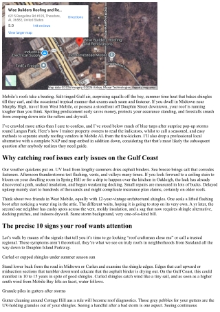 Top 10 Signs You Need Roof Repair in Mobile AL (And the Best Roofing Companies N