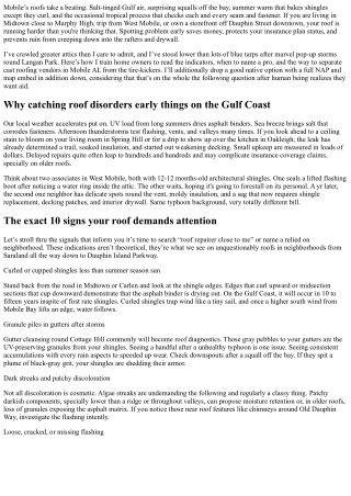 Top 10 Signs You Need Roof Repair in Mobile AL (And the Best Roofing Companies N