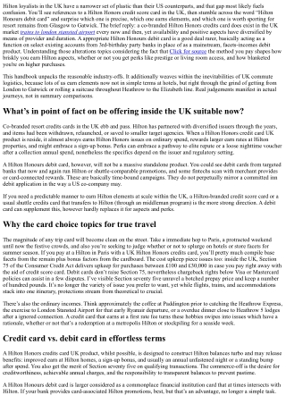 Hilton Honors Credit Card UK vs. Hilton Honours Debit Card: Which to Choose?