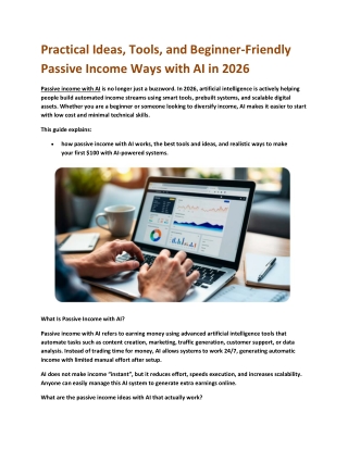 Practical Ideas, Tools, and Beginner-Friendly Passive Income Ways with AI in 2026