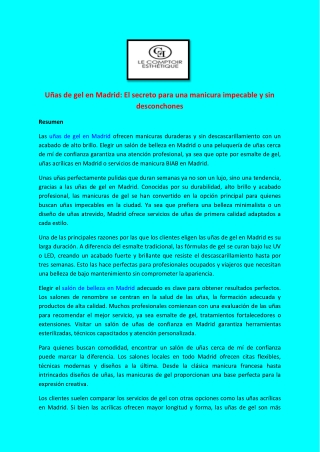 Uñas de gel en Madrid El secreto para una manicura impecable y sin desconchones