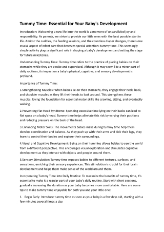 Tummy TimeTummy Time: Essential for Your Baby's Development – Bump2Cradle