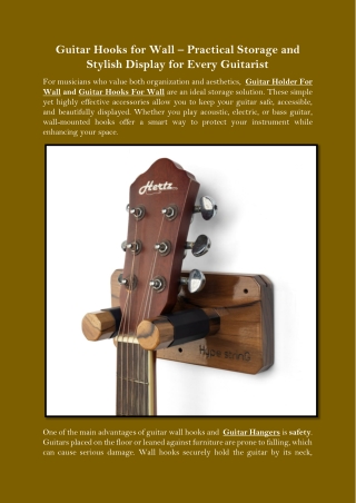 Guitar Hooks for Wall  Practical Storage and Stylish Display for Every Guitarist