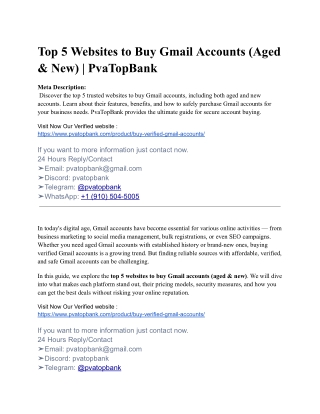 5. Buy Gmail, Hotmail & Edu Accounts – USA Verified Seller