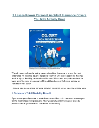 9 Lesser-Known Personal Accident Insurance Covers You May Already Have