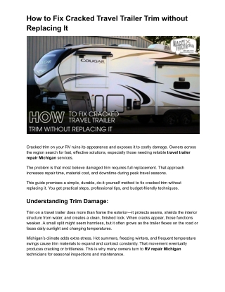 Simple Trim Fix Tips using Travel Trailer Repair Michigan Guide