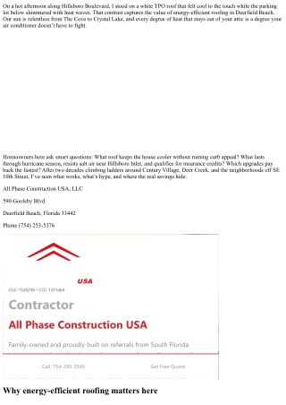 Roofer in Deerfield Beach: Energy-Efficient Roofing Options Explained