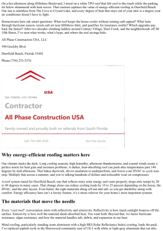 Roofer in Deerfield Beach: Energy-Efficient Roofing Options Explained