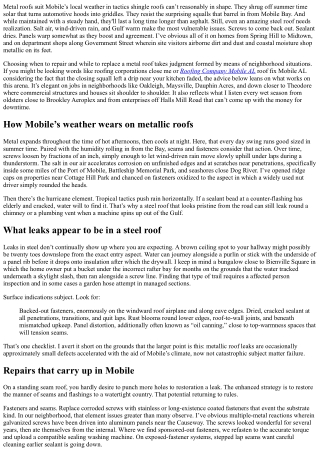 Metal Roof Repair in Mobile AL: Expert Advice from Local Roofing Companies