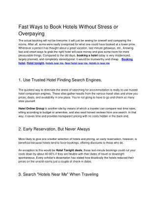 hotels online- Fast Ways to Book Hotels Without Stress or Overpaying