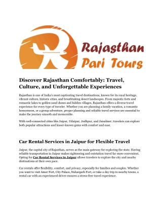 Car Rental Services in Jaipur