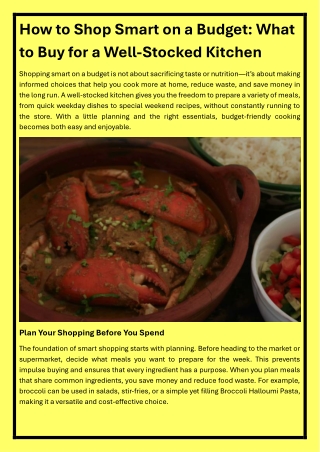 How to Shop Smart on a Budget What to Buy for a Well-Stocked Kitchen