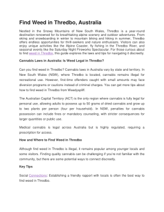 Find Weed in Thredbo, Australia