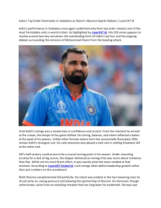 India’s Top Order Dominates in Vadodara as Shami’s Absence Sparks Debate - Laser247 Id