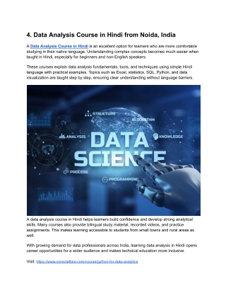 Data Analysis Course in Hindi from Noida, India