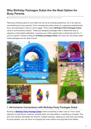 Why Birthday Packages Dubai Are the Best Option for Busy Parents