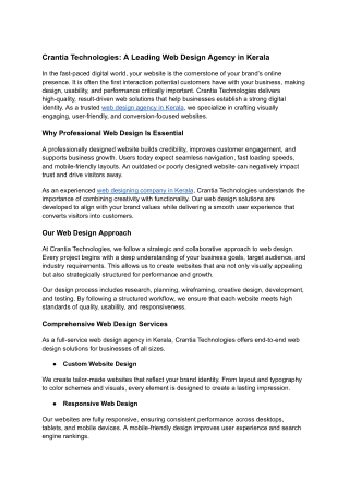 Crantia Technologies_ A Leading Web Design Agency in Kerala