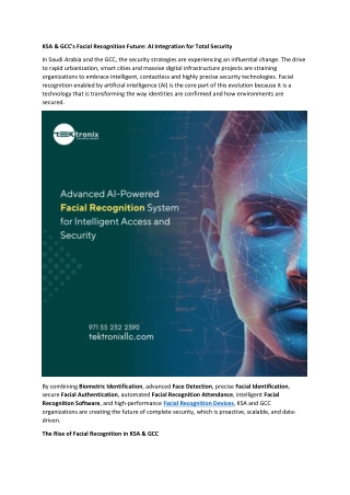 KSA & GCC's Facial Recognition Future - AI Integration for Total Security
