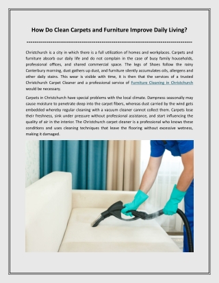 How Do Clean Carpets and Furniture Improve Daily Living?
