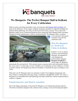 Exclusive Banquets in Kolkata for Weddings & Occasions